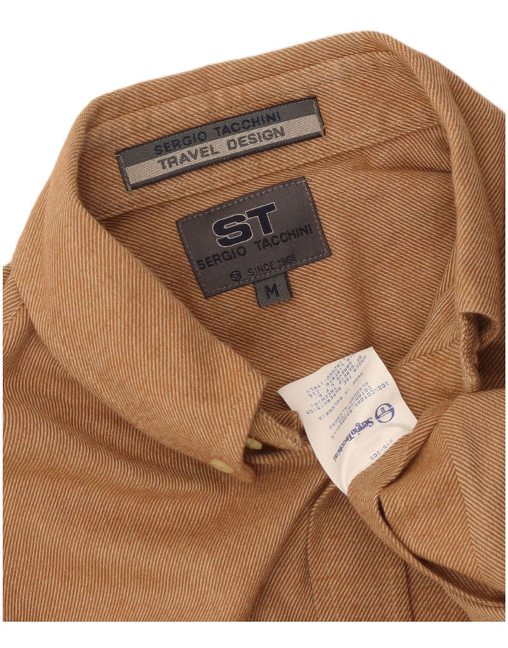 SERGIO TACCHINI Cămașă de flanel pentru bărbați, bumbac, bej mediu