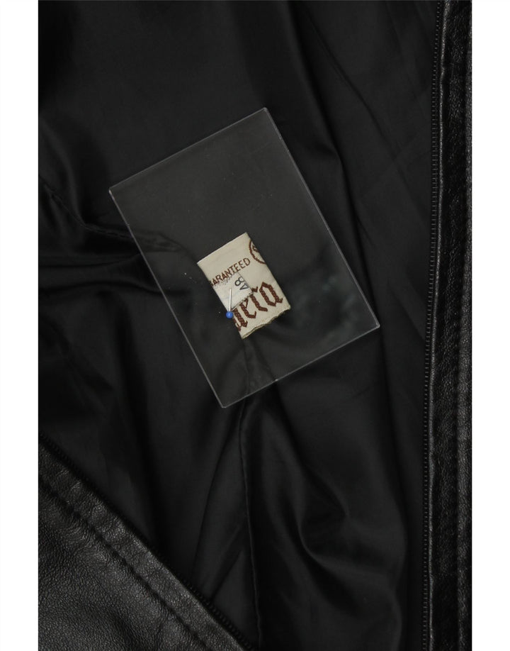 VINTAGE Womens Leather Jacket IT 48 XL Black Leather Vintage Vintage and Second-Hand Vintage from Messina Hembry 