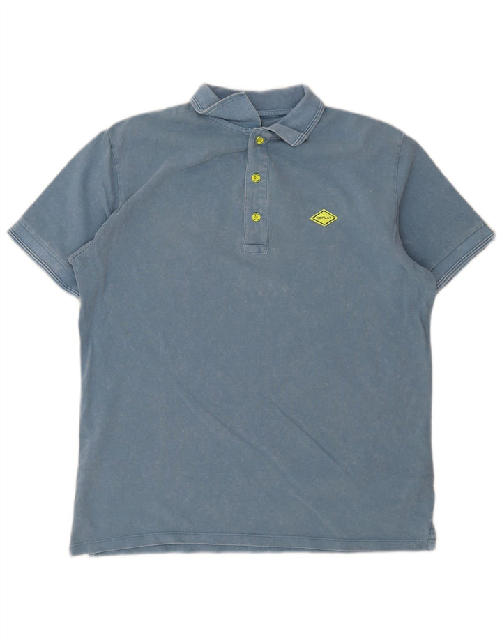 Tricou polo pentru bărbați Replay, mare, albastru, bumbac