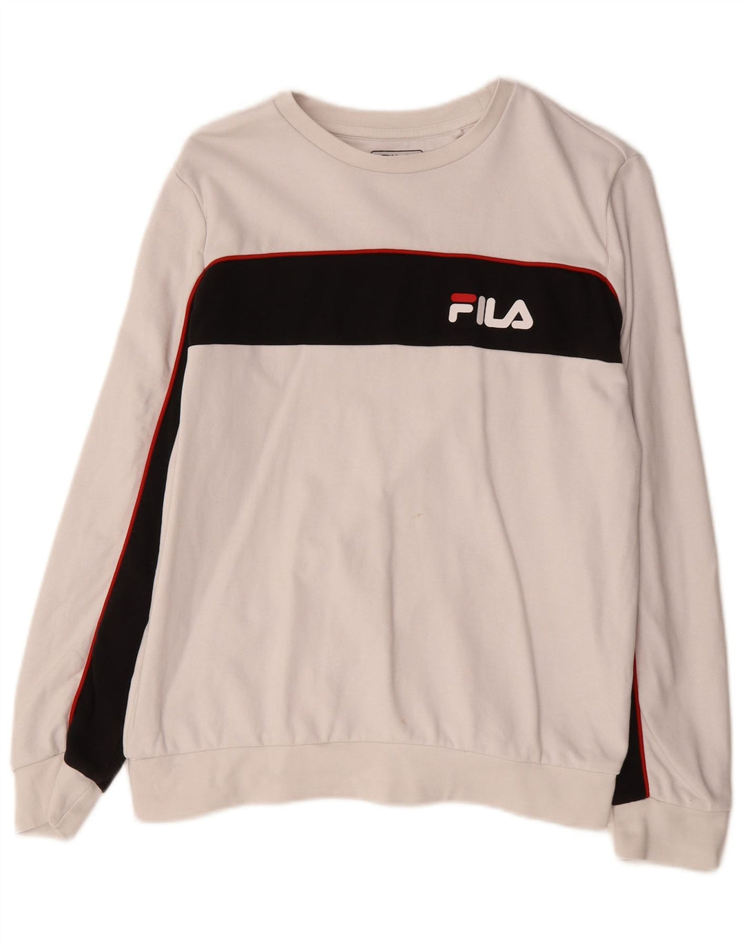 Pulover cu grafică Fila pentru bărbați, mic, alb, bloc de culoare