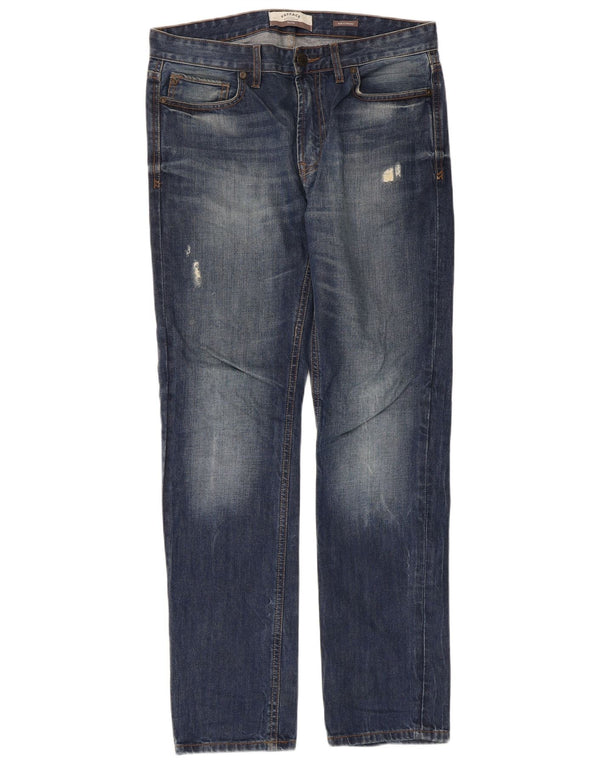 Blugi slim pentru bărbați Fat Face Distressed W32 L31 Bumbac albastru