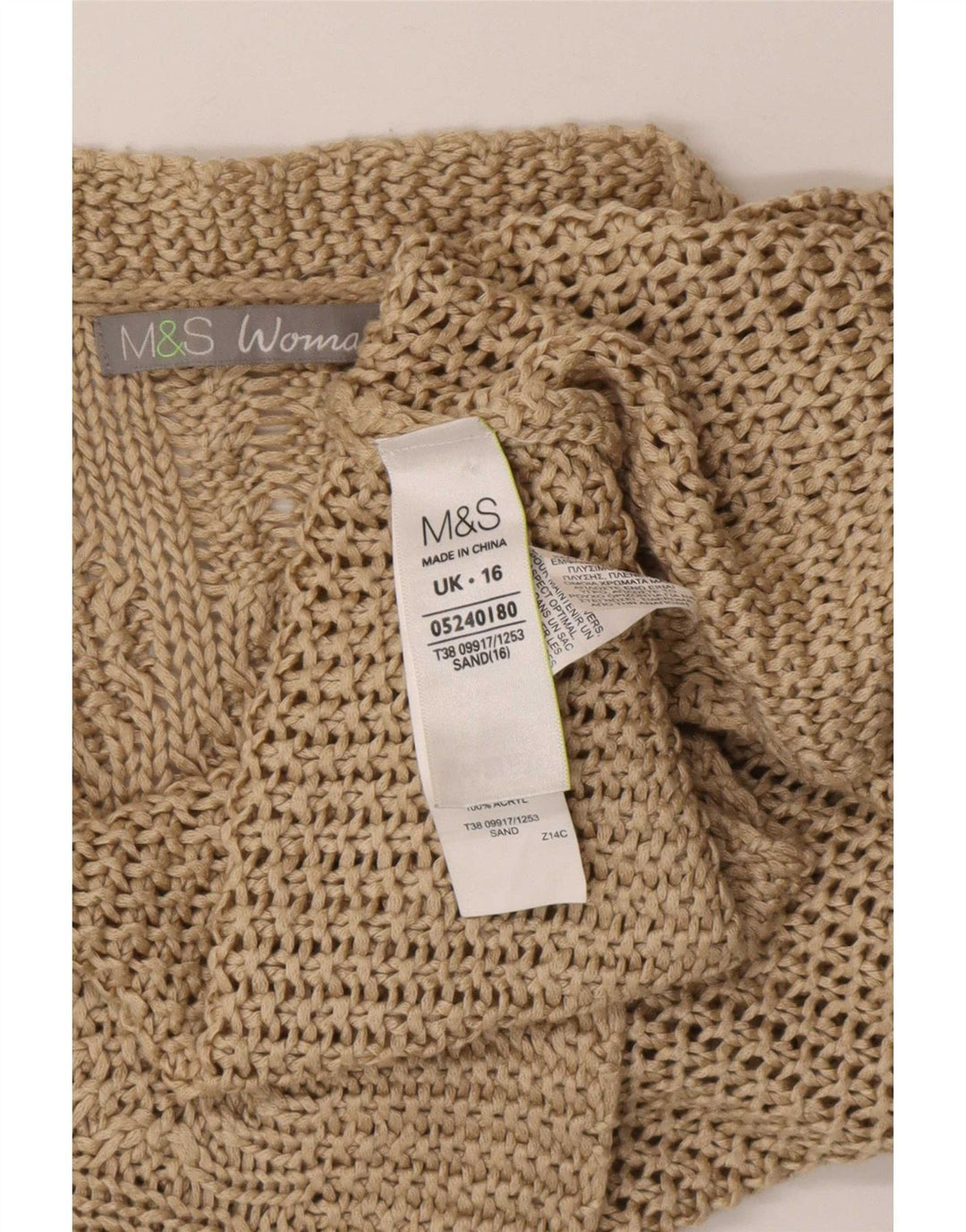 Pulover cardigan supradimensionat pentru femei Marks & Spencer UK 16 mare bej acrilic