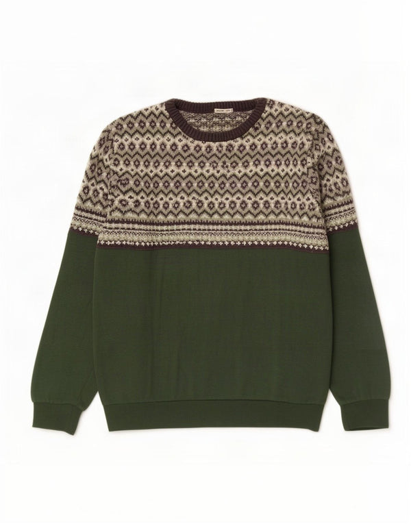 Pulover pentru bărbați Scout cu gâtul cu barca XS Poliester Fair Isle verde