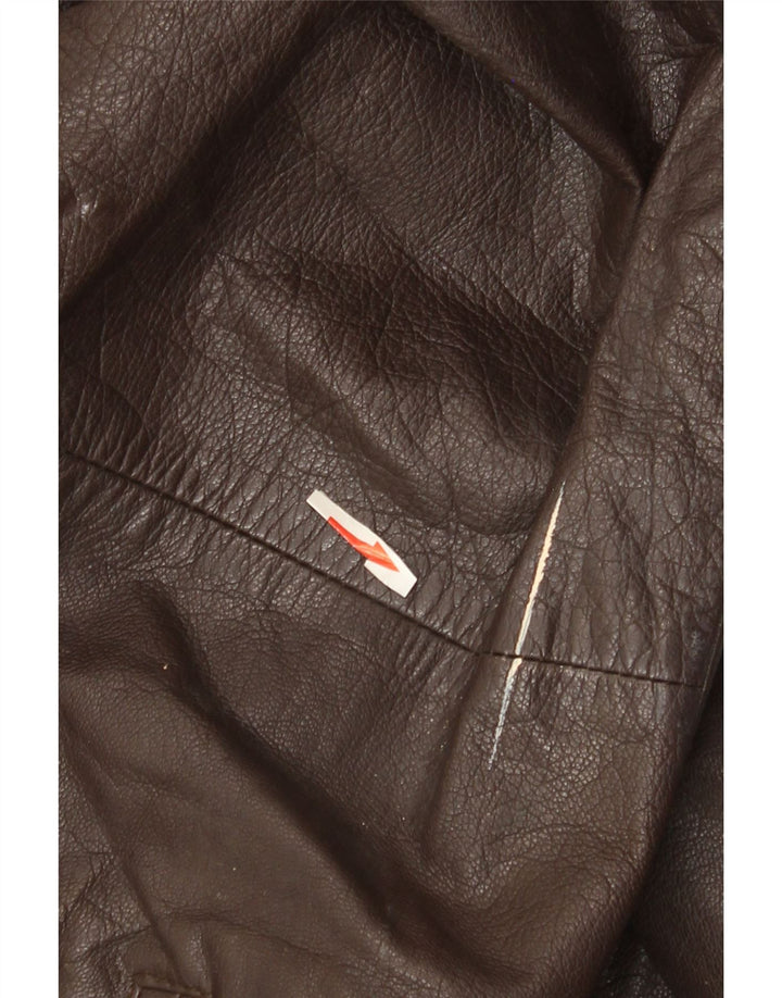 Jachetă de piele vintage pentru femei UK 22 3XL maro