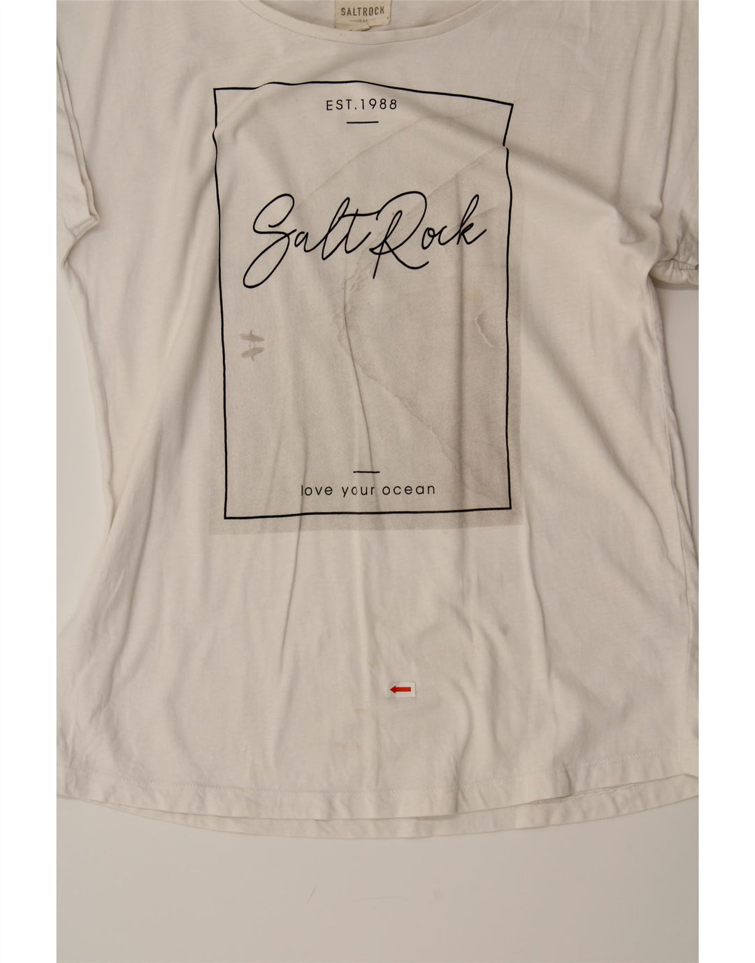 SALTROCK Womens Graphic T-Shirt Top UK 12 Medium White Cotton Vintage Saltrock and Second-Hand Saltrock from Messina Hembry 