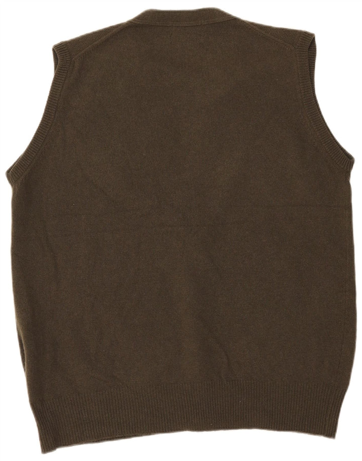 Pulover cardigan fără mâneci pentru bărbați Barbour, lână mare kaki