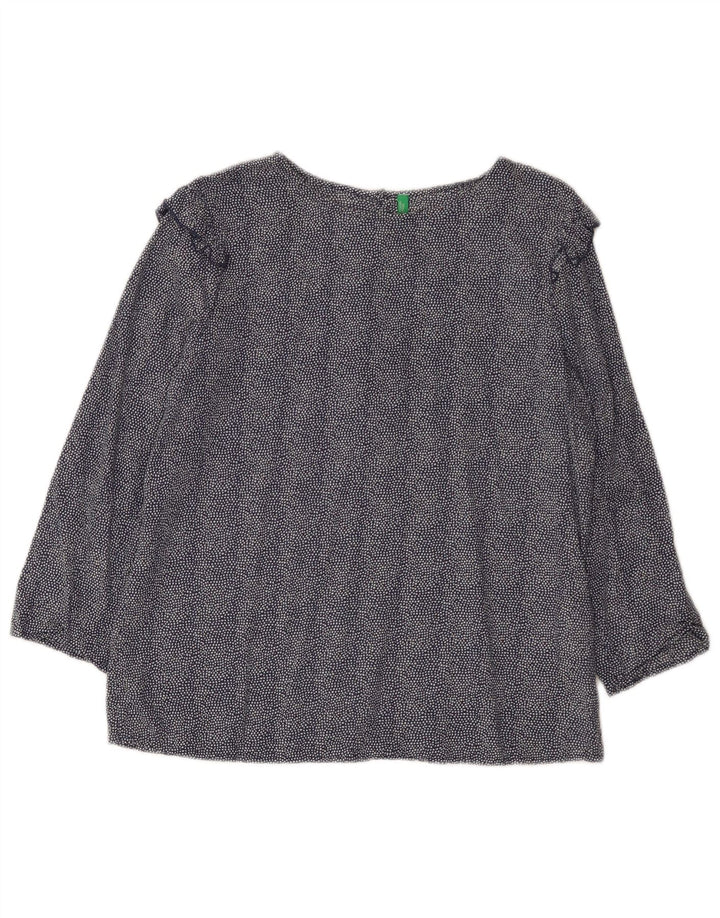 Bluză Benetton pentru femei cu mâneci 3/4 Marea Britanie 14, mijlocie, bleumarin, modal cu pete
