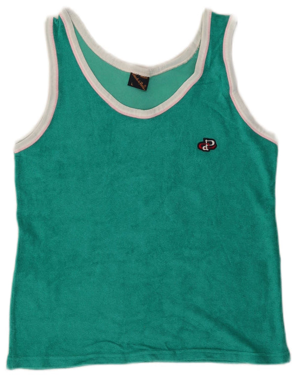Top cu vestă de catifea pentru femei vintage UK 14 mare verde