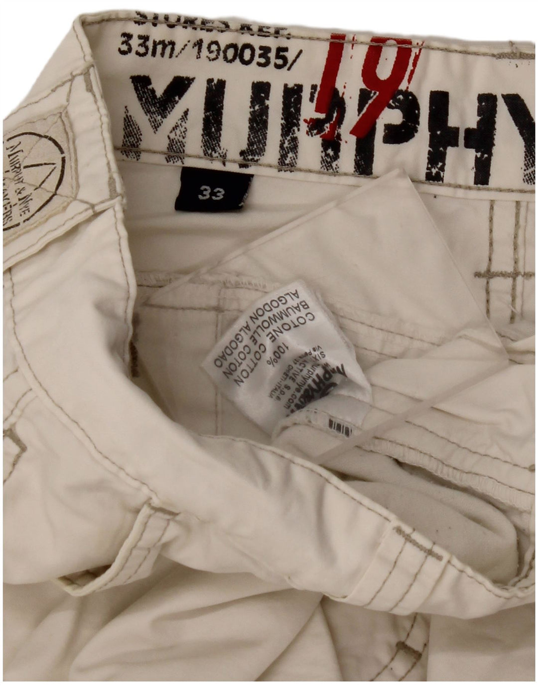 MURPHY & NYE Pantaloni casual drepti pentru bărbați W33 L32 bumbac alb