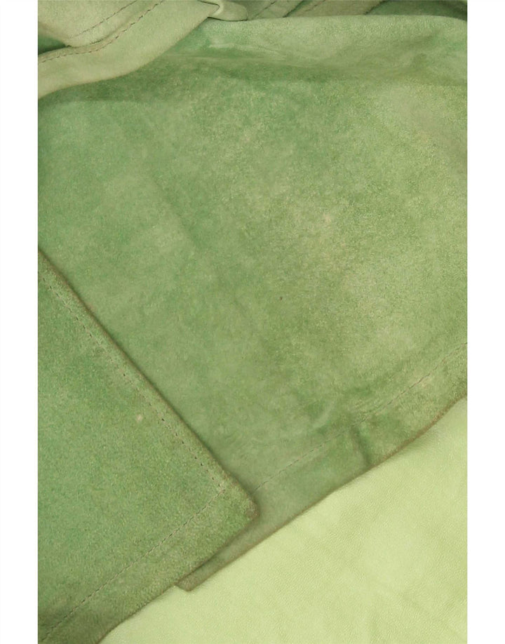 Jachetă vintage de piele intoarsa pentru femei UK 20 2XL verde