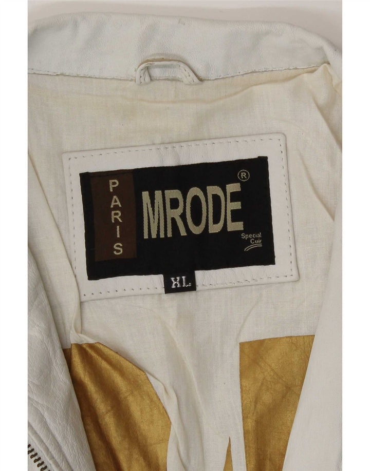 Jachetă de piele vintage pentru motociclist pentru femei UK 18 XL, piele albă