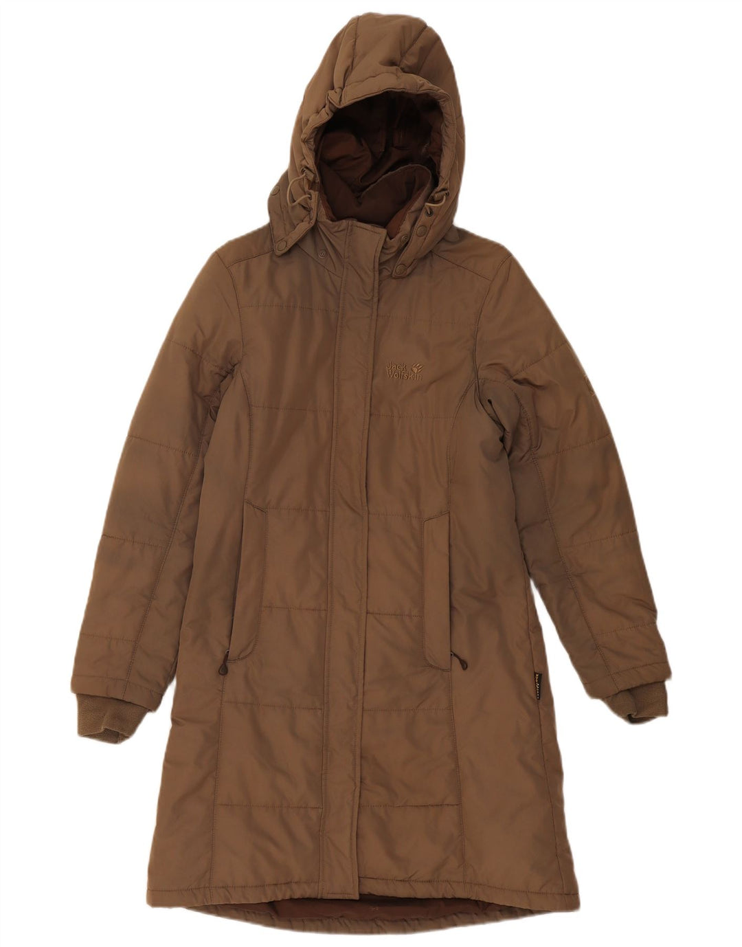 Jack Wolfskin Palton căptușit cu glugă pentru femei UK 8 Poliester maro mic