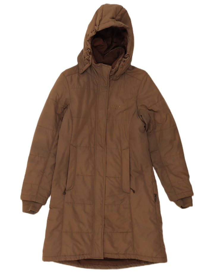 Jack Wolfskin Palton căptușit cu glugă pentru femei UK 8 Poliester maro mic
