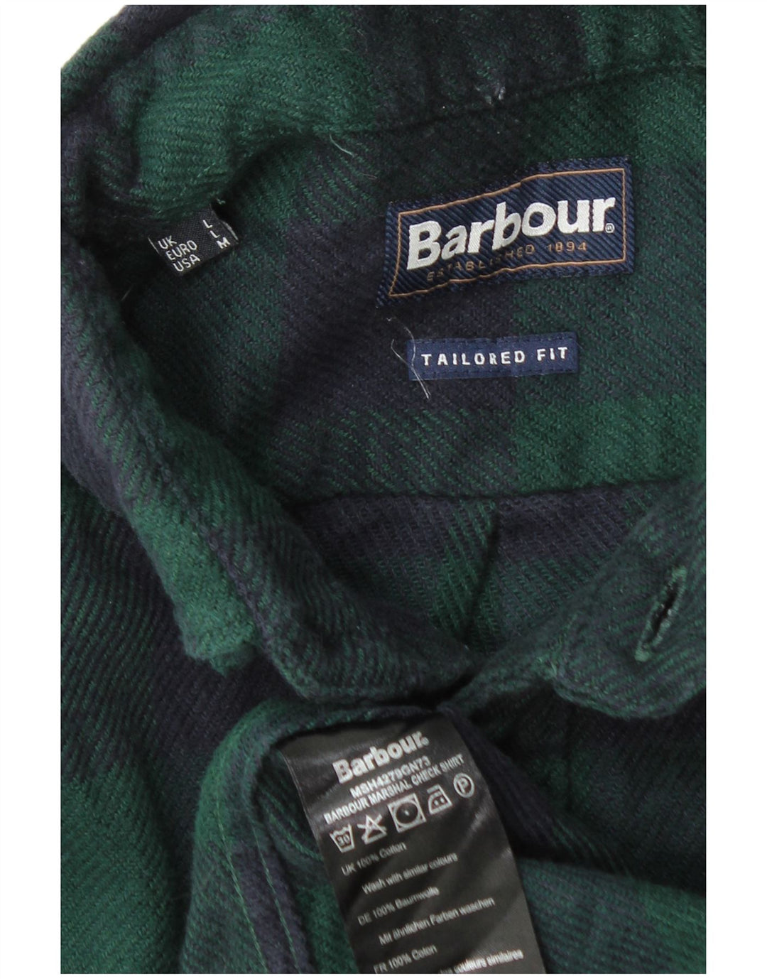 Cămașă de flanel pentru bărbați Barbour, cu croială mare, din bumbac cu carouri verzi