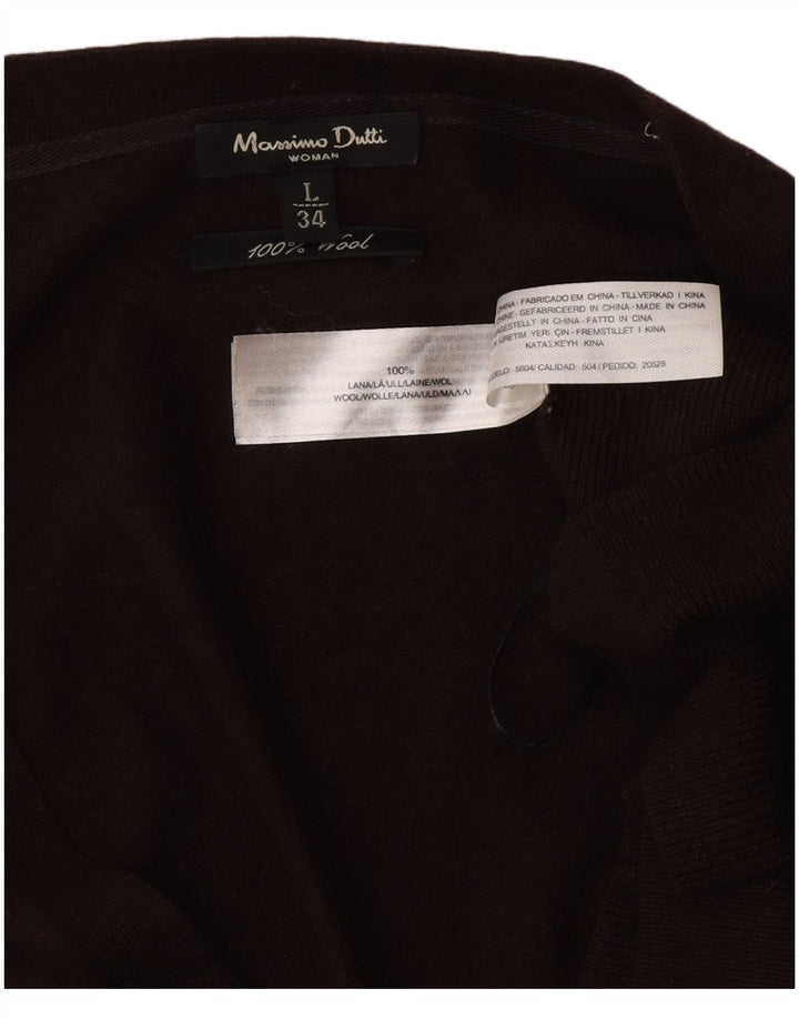 Pulover cardigan cu paragate Massimo Dutti pentru femei UK 14 Lână maro mare