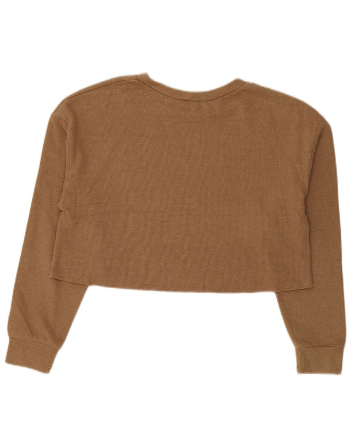 Top Crop oversized Trafaluc pentru femei Zara, bumbac maro mic