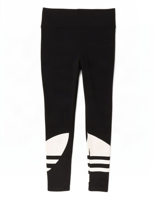 Leggings cu grafic pentru femei Adidas UK 8, bumbac negru mic
