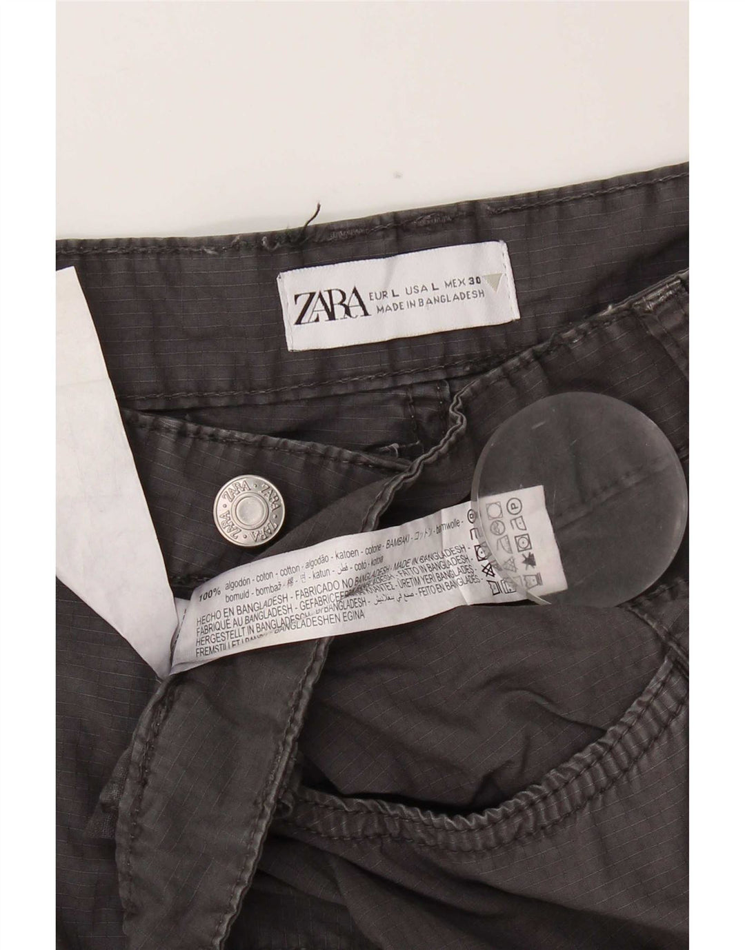 Fusta mini cargo pentru femei Zara, mare W30, bumbac gri