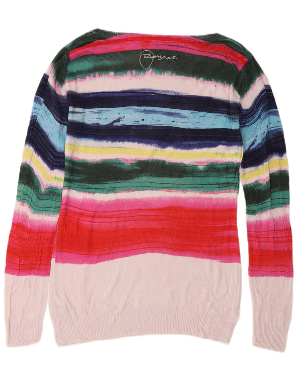 Pulover pentru femei Desigual cu gât de barcă, cu dungi multicolore, UK 18 XL