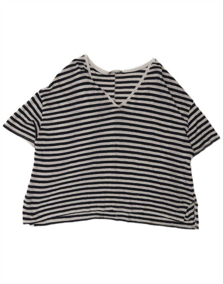 Tricou supradimensionat pentru femei Zara UK 14 Medium Black Pinstripe