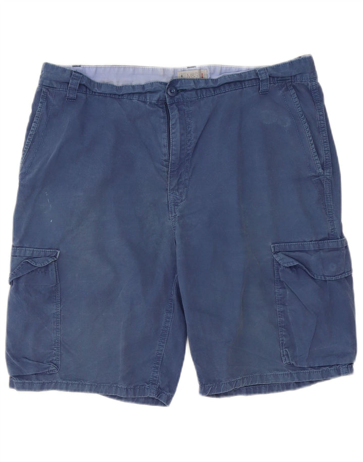 Pantaloni scurți pentru bărbați Marks & Spencer Regular Cargo W36 Large Blue Bumbac
