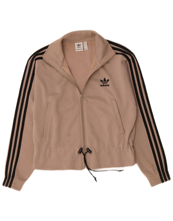 Jachetă de top pentru trening supradimensionată Adidas pentru femei UK 8 Small Beige Poliester