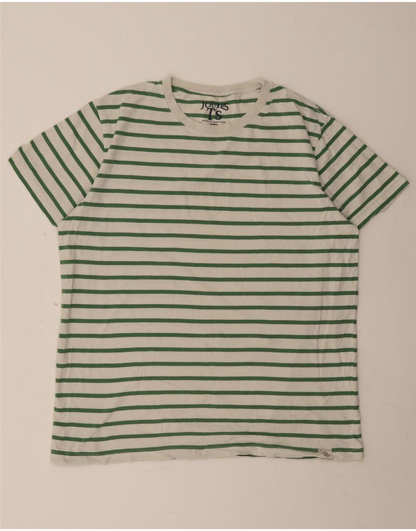 Joules Mens T-Shirt Top Large Green Striped Cotton