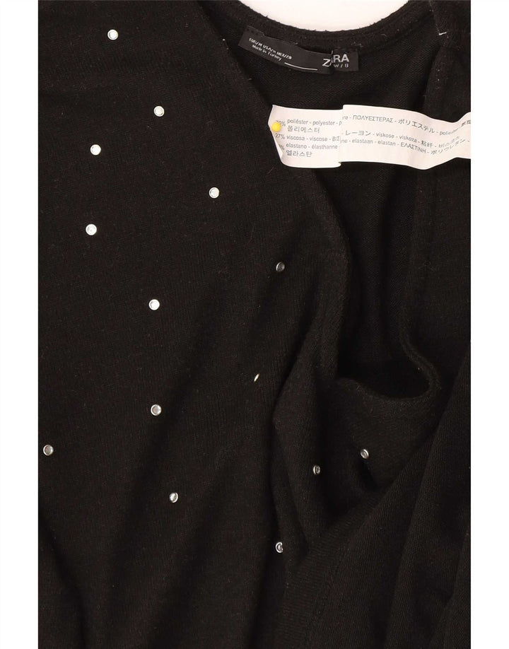 Top pentru femei Zara cu mânecă lungă UK 14 Medium Black Spot Poliester