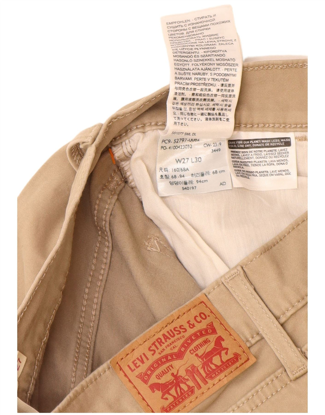 Pantaloni casual super skinny pentru femei 720 cu talie înaltă LEVI'S W27 L30 bej