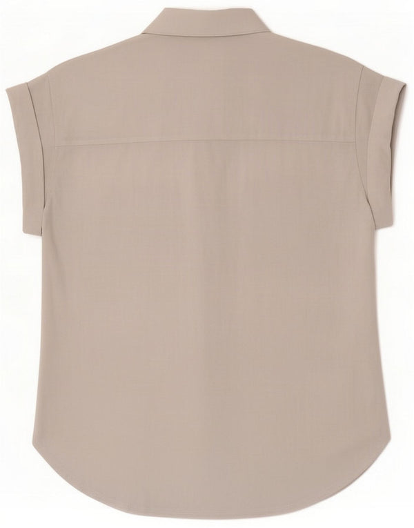 Massimo Dutti Bluză de cămașă supradimensionată cu mânecă scurtă pentru femei UK 14 Medium Blue
