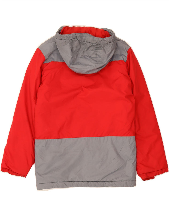 COLUMBIA Boys Hooded Windbreaker Jacket 11-12 Years Medium Red Colourblock Vintage Columbia and Second-Hand Columbia from Messina Hembry 