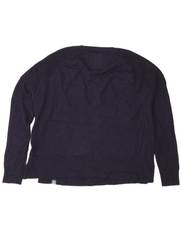 Pulover Superdry pentru femei cu gât de barcă UK 16 mare, lână bleumarin