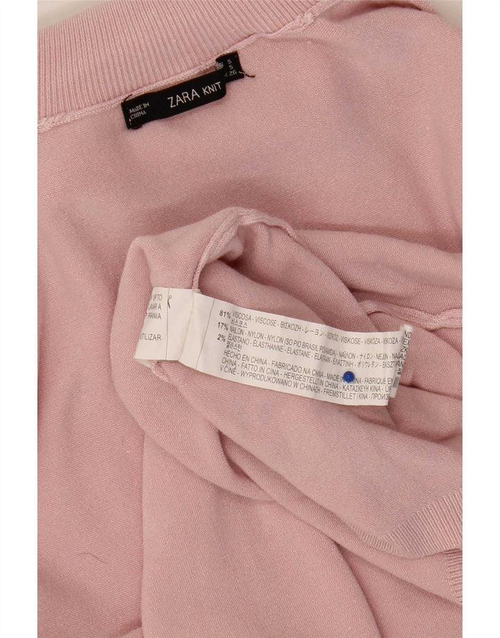 Pulover cu gât rulat Zara pentru femei UK 10 mic, roz, viscoză