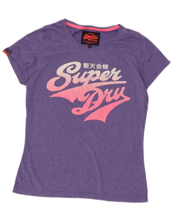 SUPERDRY Womens Graphic T-Shirt Top UK 18 XL Purple Cotton