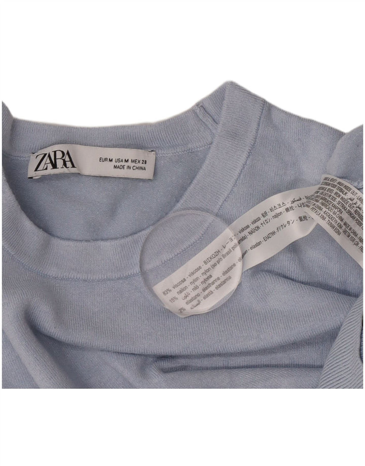 Pulover pentru damă Zara, cu decolteu triplu, UK 12, viscoză albastră medie