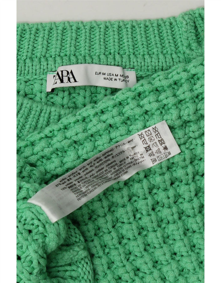 Pulover oversize cu decolteu rotund pentru femei Zara UK 14 verde mediu