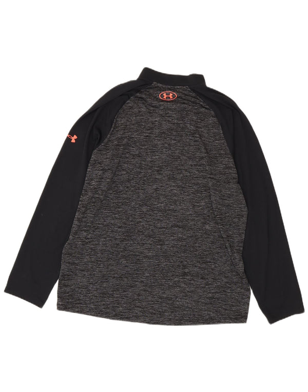 Under Armour pentru bărbați loose fit, cu fermoar, cu gât, cu mânecă lungă, mare, pete negru