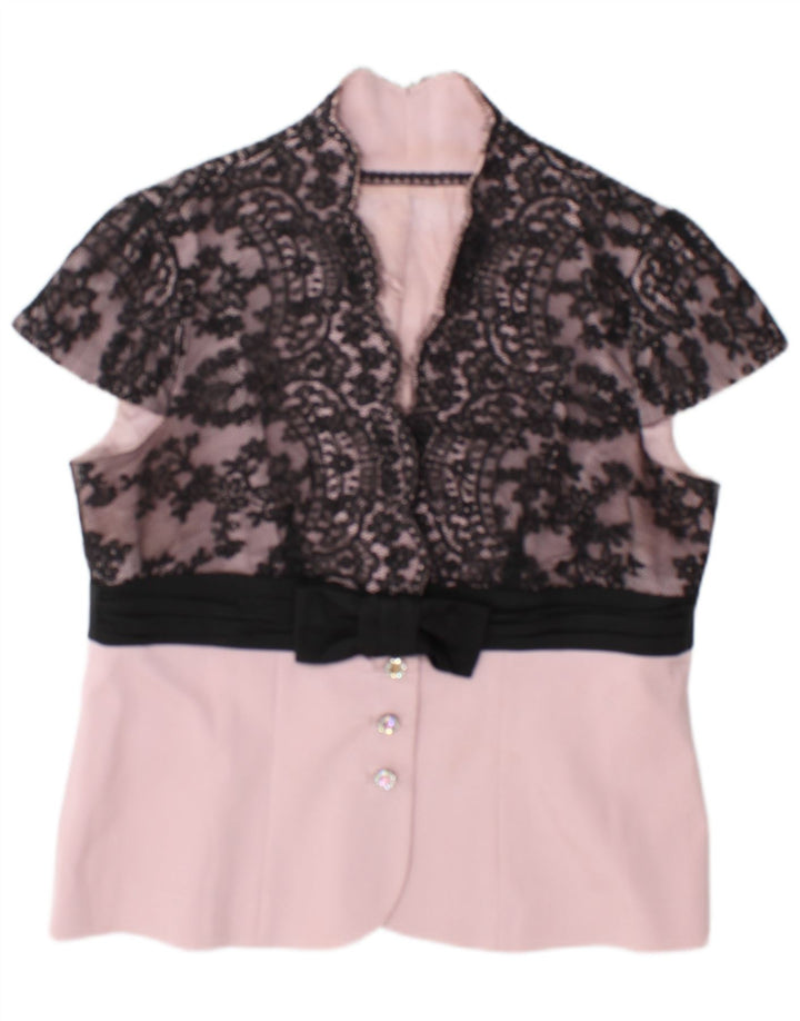 Bluză Vintage pentru femei UK 14 Medium Pink Floral