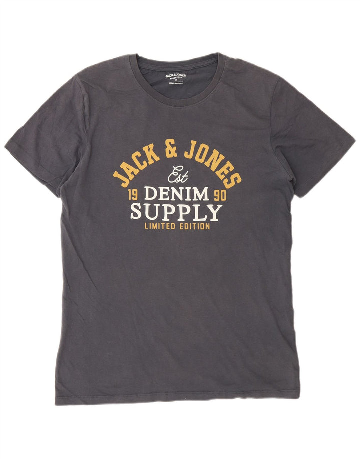 Tricou grafic Jack & Jones pentru bărbați Top din bumbac gri mediu