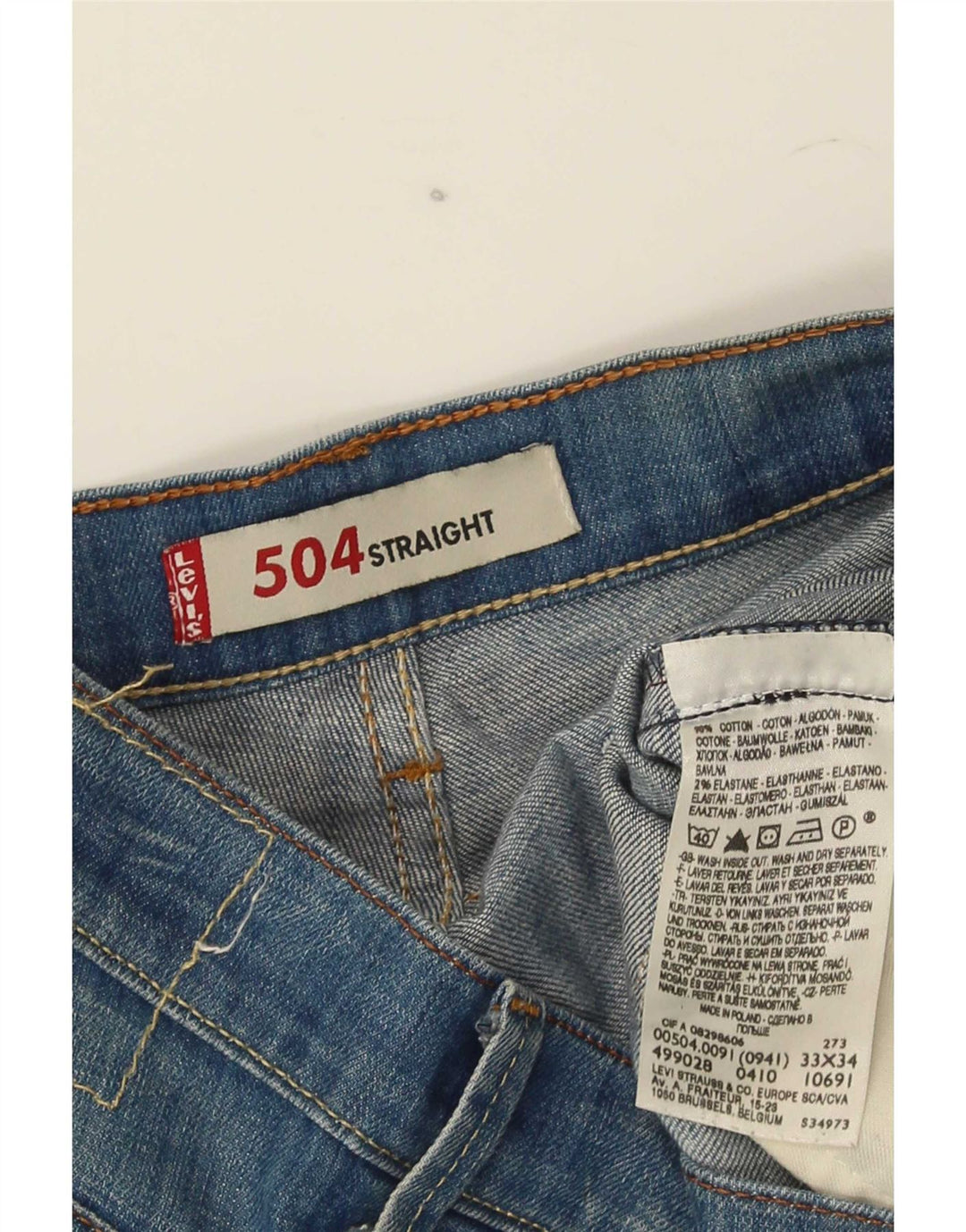 Blugi drepti pentru bărbați Levi's 504 W33 L34 Bumbac albastru