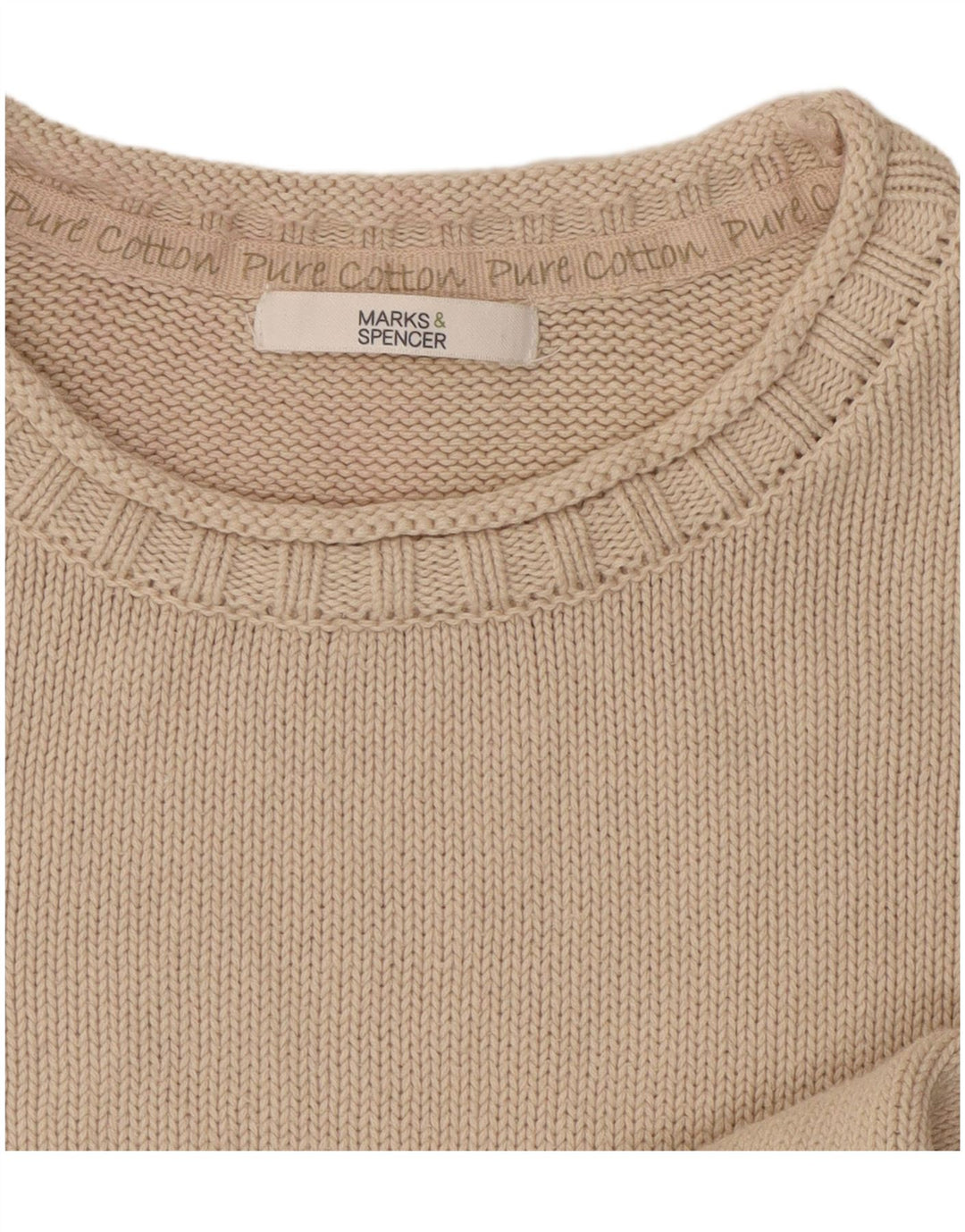 Pulover pentru femei Marks & Spencer cu decolteu rotund UK 10 Mic Bej