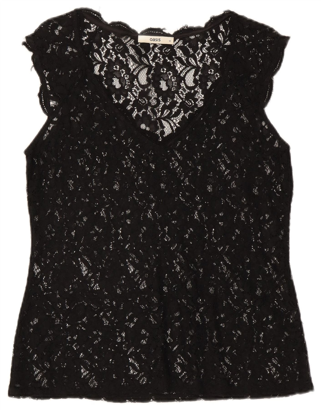 Bluză Oasis pentru femei See Through Lace Top UK 12 Medium Black Floral