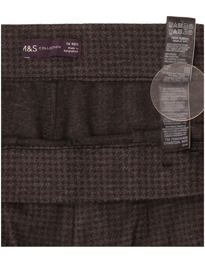 Pantaloni pentru femei Marks & Spencer UK 14 Large W32 L28 Gri Houndstooth