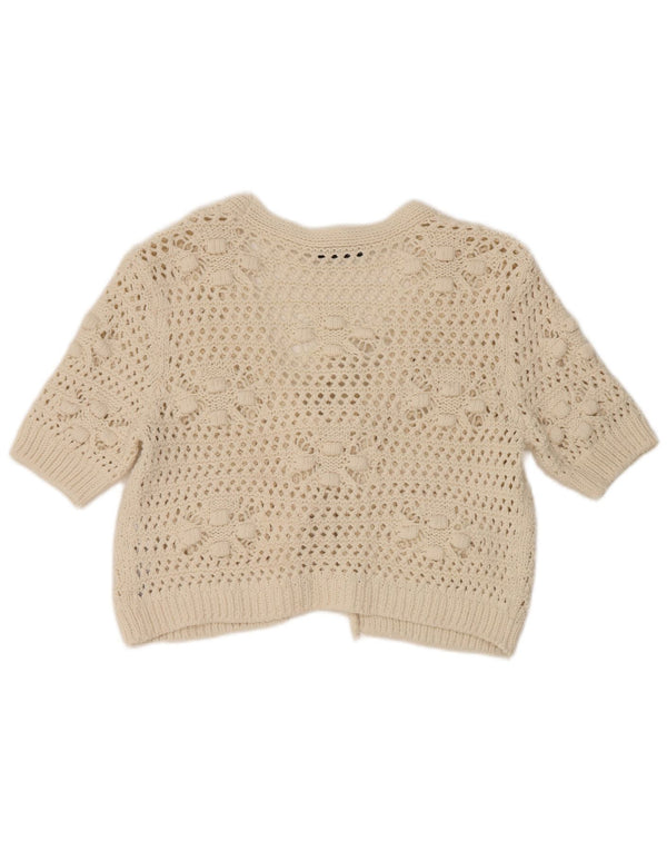 Pulover cardigan cu mânecă scurtă pentru femei Zara UK 14 Medium White Floral