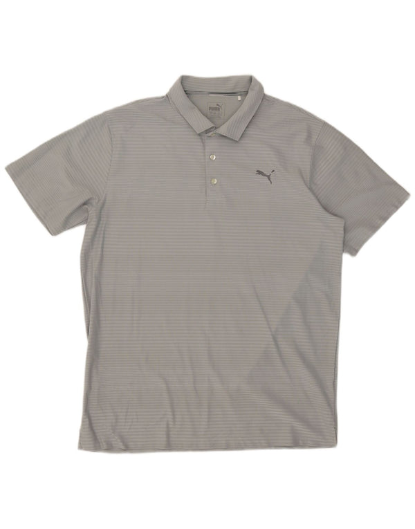 Tricou polo pentru bărbați Puma XL, gri poliester cu dungi