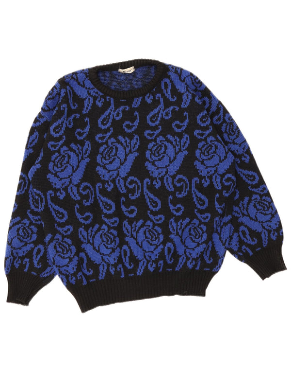 S.Oliver Pulover supradimensionat pentru femei cu gât de barcă UK 10 Mic Negru Floral