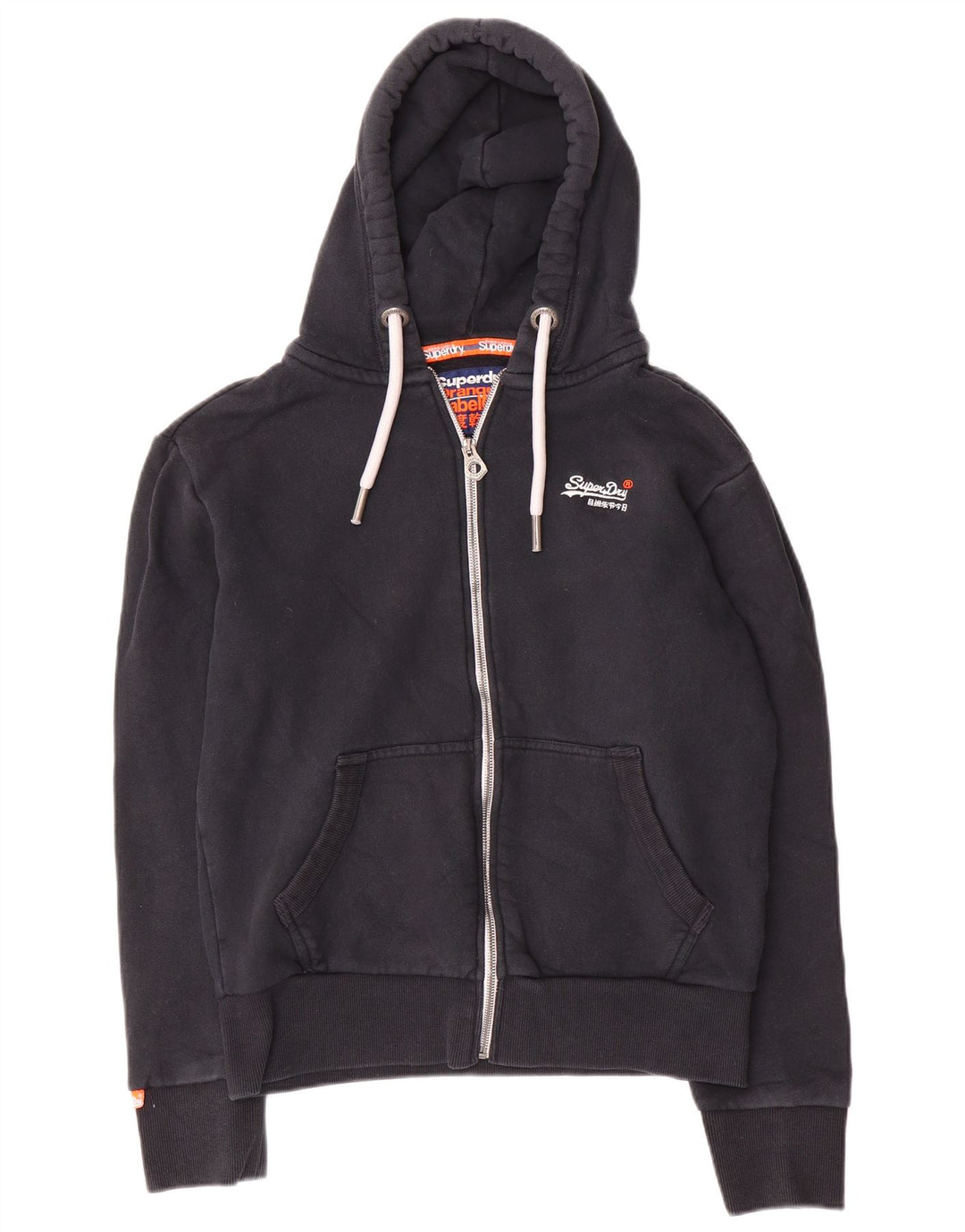 Pulover Superdry pentru bărbați, cu fermoar, bumbac, albastru bleumarin