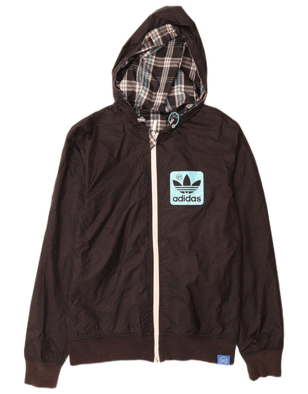 Jachetă de trening cu glugă grafică Adidas pentru bărbați XS poliester negru