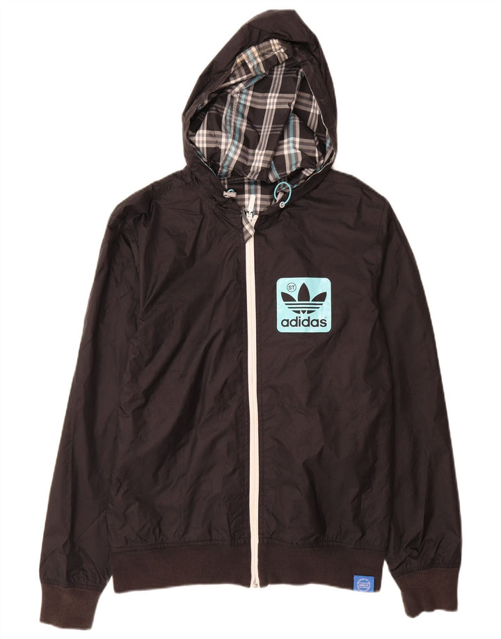 Jachetă de trening cu glugă grafică Adidas pentru bărbați XS poliester negru