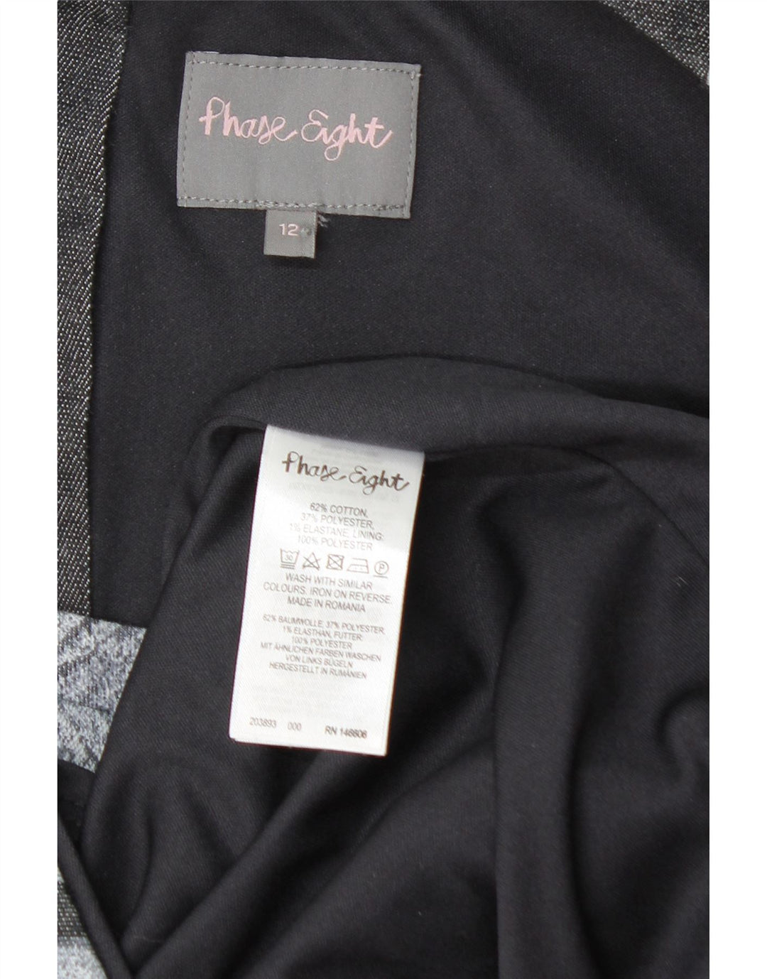 PHASE EIGHT Rochie pentru femei fără mâneci, UK 12, bumbac floral, gri mediu